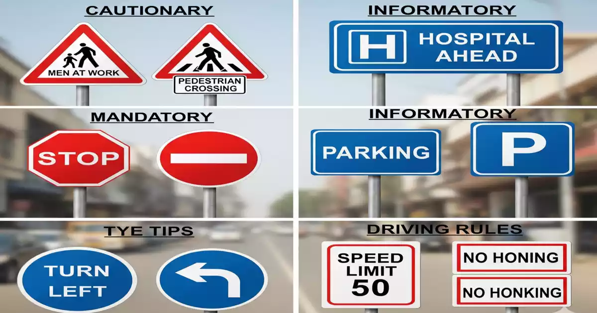 RTO Traffic Signs in India | Cautionary, Mandatory, Informatory & Driving Rules RTO Traffic Signs in India